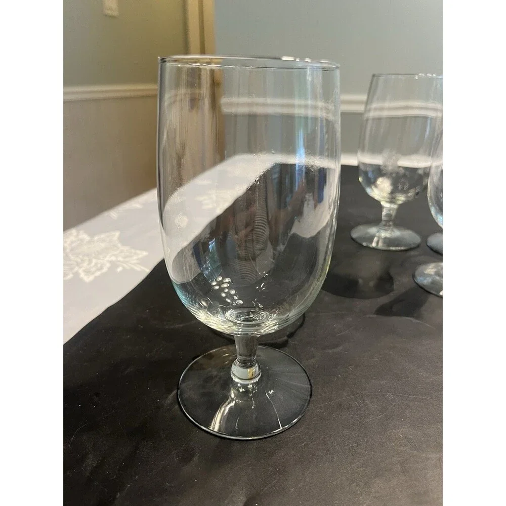 6pc Pottery Barn Clear Glass Wine Goblets Water 11 3/4oz Made in Holland